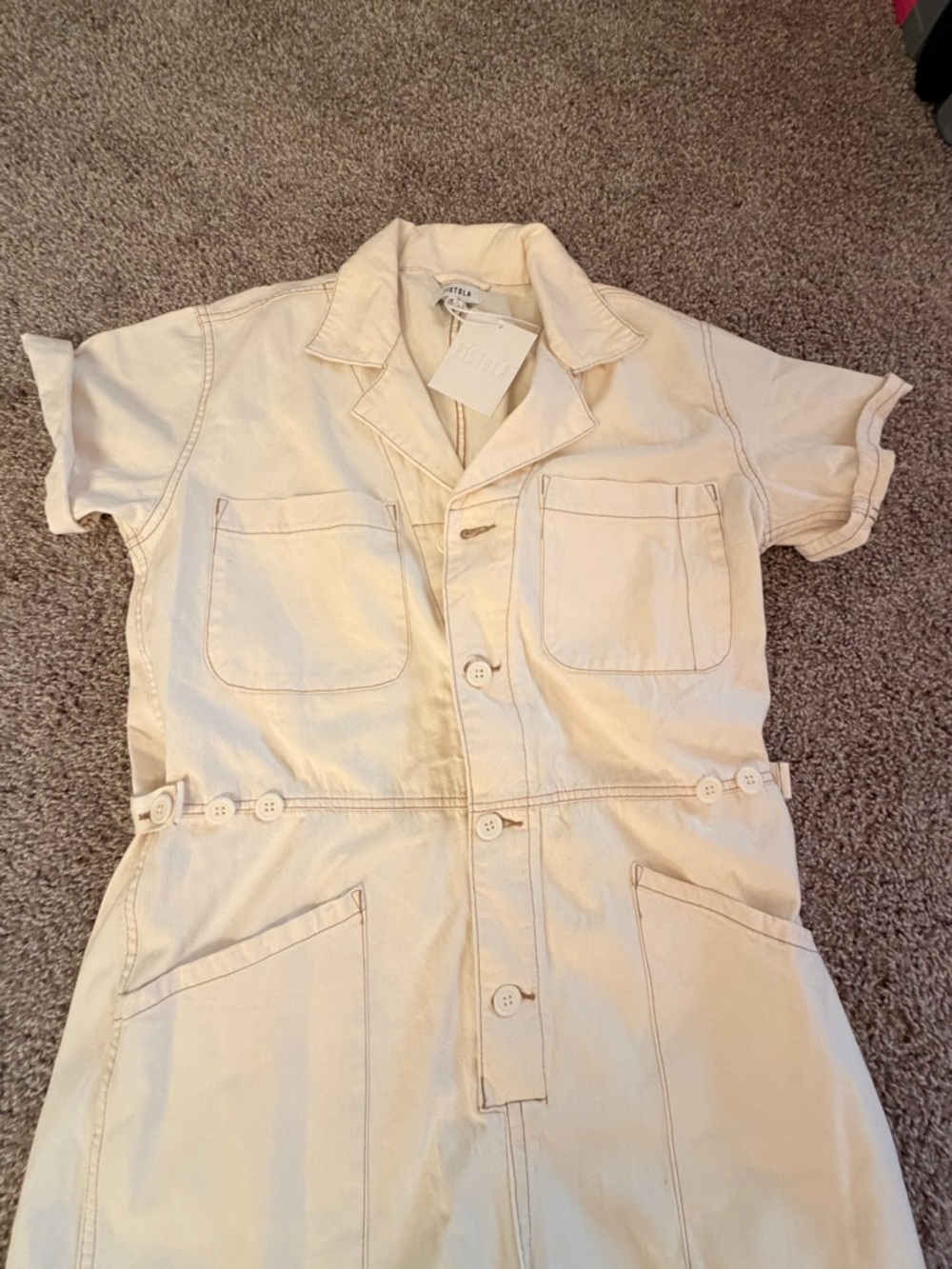 NWT Pistola Parker Cuffed Romper women's size large in Ecru - Picture 8 of 16